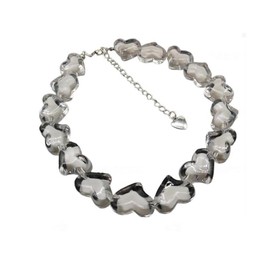 Colorful Acrylic Love Heart Beaded Choker Necklace for Women Friends Gifts Valentine's Day Jewelry-White