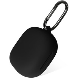 Geiomoo Silicone Case for SHOKZ OpenFit 2, Soft Flexible Scratch Resistant Protective Cover with Carabiner (Black)
