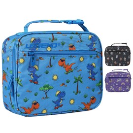 COOBUG Kids Lunch Bag Insulated Cooler - Insulated Cooler for Keeping Meals Fresh & On-The-Go - Leak-Proof, Spacious, and Durable Lunchbag - Perfect for School, Picnics, and Travel - Blue Dinosaur