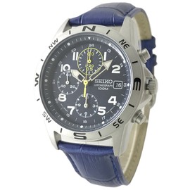 Seiko SND379P-BL Chronograph Watch, Genuine Leather Strap Set, Genuine Seiko Distributed in Japan, Navy, Blue Strap, blue, sports