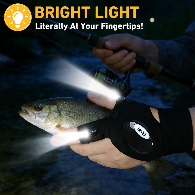 Laexepelle LED Flashlight Gloves for Fishing Camping, Easter Basket Stuffers,