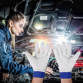 Welding Gloves - 24CM Goatskin Leather Welders Gloves Gardening Welding Wood Stove Work Gloves Heat Resistant Glove, Christmas Birthday Gifts for Men Women