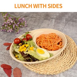 Celel 2 Compartment Oval Paper Bowls 100 Pack, Disposable Chip and Dip Bowls for Party Chips and Salsa Bowl for Party, Divided Snack Bowl Disposable