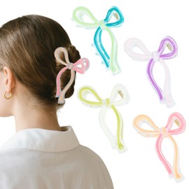 4 Pcs Bow Hair Clips Elegant Hair Claw for Thin and Thick Hair, Hair Styling Accessories Nonslip Two-Color Bow Hair Claw Clips for Women