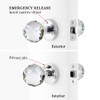 CLCTK Crystal Glass Door Knobs Interior with Lock, Round Bathroom