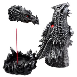 Ebros Gift Stryker The Mythical Fire Breathing Dragon Head Sculptural Incense Holder & Burner Figurine 11.75" Tall