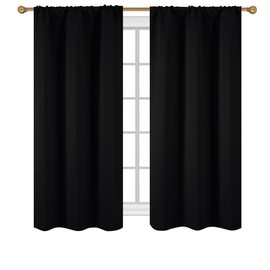 Diraysid Black Blackout Curtains for Bedroom and Living Room Thermal Insulated Room Darkening Curtains Drapes, 38 x 54, 2 Panels