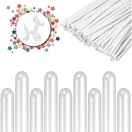 100Pcs Long Twisting Balloons, 260q White Latex Balloons Magic Long Balloons for DIY Twisting Animals Flowers, Solid Color Latex Balloons for Birthday Wedding Party Decorations Supplies