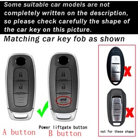 TECART Key Case Cover Fit for Nissan Ariya Pathfinder Kicks X-Trail Rogue 2023 TPU Key Fob Cover Keychain Key Shell Key Box Holder Accessories Protector A/B buttons, A Button-black, 3 button