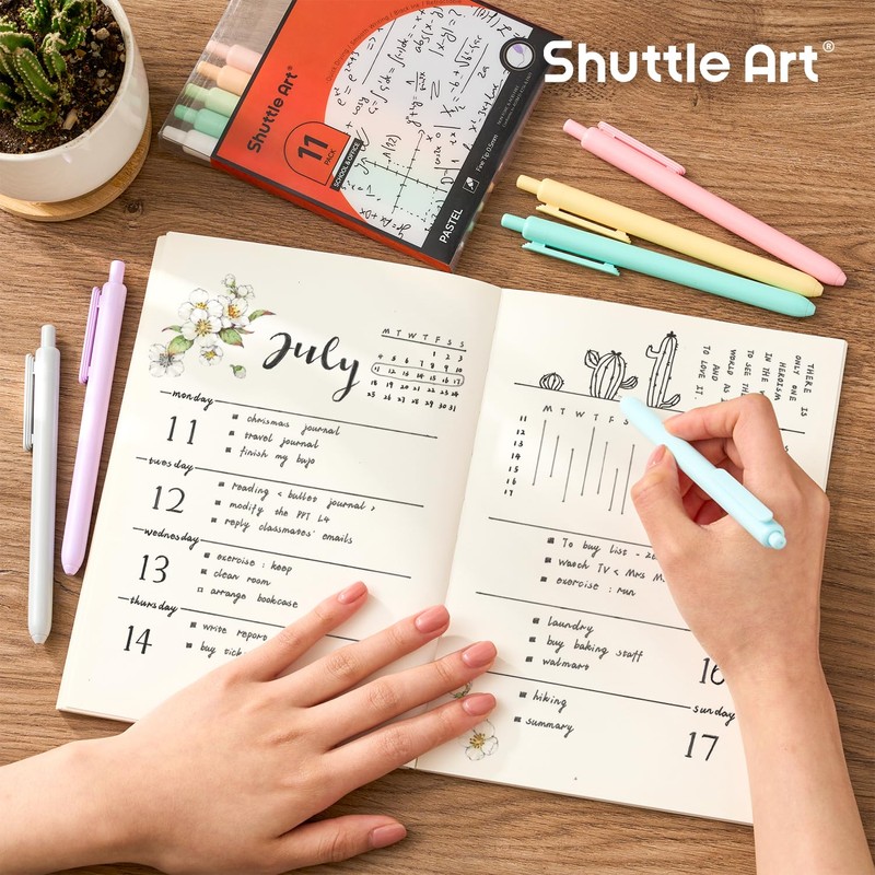Shuttle Art Retractable Pastel Gel Ink Pens, 11 Pack Black