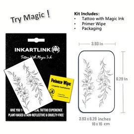INKARTLINK Semi Permanent Tattoo, party tattoo, beautiful and realistic design, fun tattoo experience, cruelty-free, non-reflective, waterproof (Flower 17)