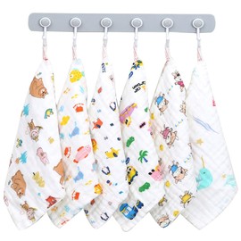 Snadulor 6 Pcs Cartoon Hanging Hand Towels,Hand Towel with Hanging Loop,Kids Hanging Hand Towels Cute Hanging Hand Towels for Home Bathroom Kitchen,Random Color