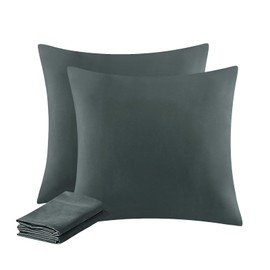 Aisbo Pillowcase, 50 x 50 cm, Set of 2, Anthracite, with Soft Microfibre Zip