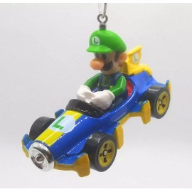 Handmade Christmas Ornament for Mario Kart Luigi Mach 8 Blue Yellow