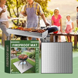 Protector Mat Outdoor, 40x40inches Outdoor Grill Mat Heat Resistant Fireproof Mat, Oilproof Anti-Slip Reusable Fireplace Mat Oilproof Protective Mat for Camping & BBQ