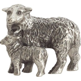 DANFORTH Pewter Port Sheep with Lamb - Pewter Nativity Figurine - 3/4 Inches High - Handcrafted