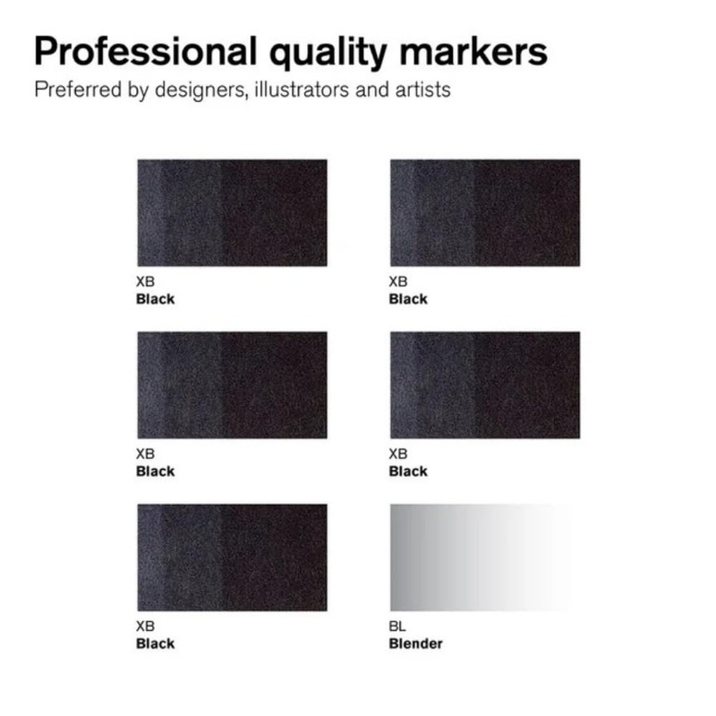 Winsor & Newton, Promarker, Black & Blender, Set of 6,