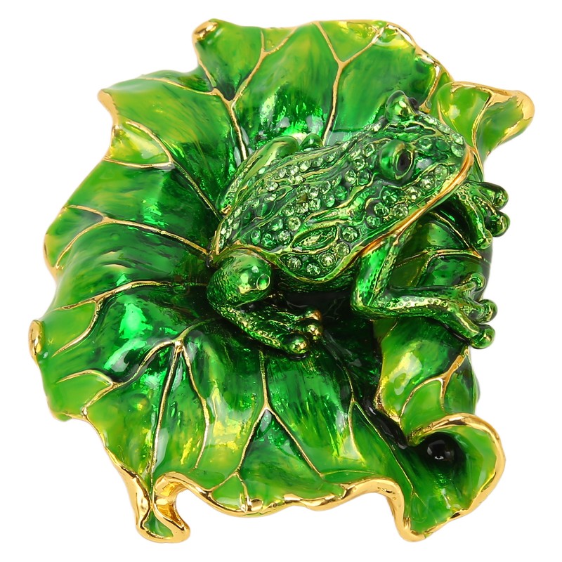 Lotus Leaf Frog Jewelry Box Hand Painted Innovative Metal Jewelry