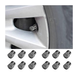 JNNJ 12 Pieces Car Tire Valve Stem Caps, Aluminum Alloy Heavy Duty Stem Covers in Hexagon Shape, Dust Proof Corrosion Resistant Tire Valve Cap, Car Exterior Accessories for Motorcycles(Grey)