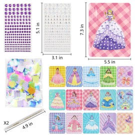 Galerie SV Poke Art Children's DIY Princess Craft Set, 12 Magic Princesses and 9 Accessories, Princess Craft Set, Play Toy, Creative Sets, Gift Girls 4 5 6 7 8 9 10 Years