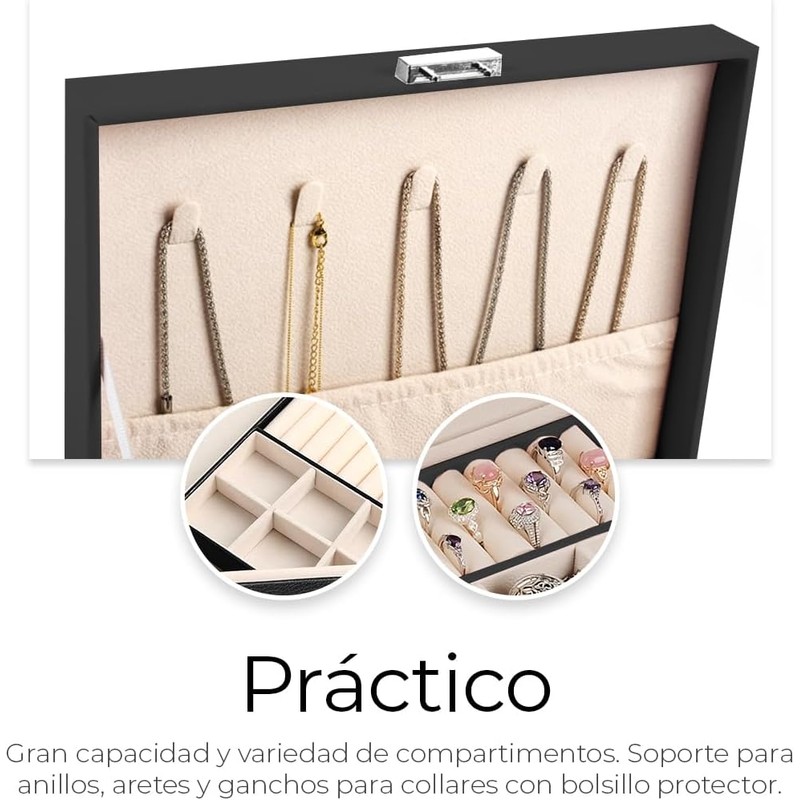 Raganet, Caja de Joyería de 2 Niveles y Múltiples Compartimientos,