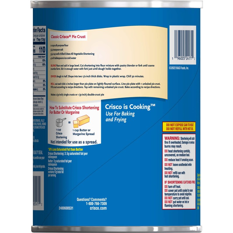Crisco All-Vegetable Shortening, 6 Pounds