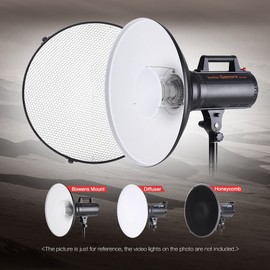 Andoer 16inch Bowens Mount Beauty Dish Diffuser Reflector + Honeycomb Grid + Soft Cloth White Inner for Photo Studio Bowens Strobe Light Speedlite