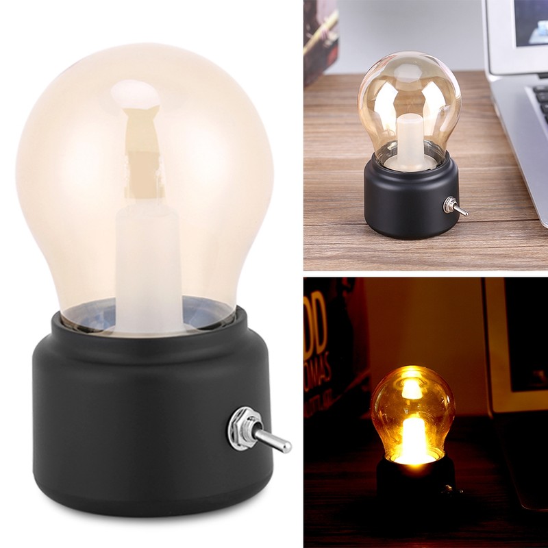 Creative Retro LED Night Light USB Rechargeable Night Light Black