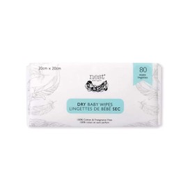 Nest Designs Cotton Dry Baby Wipes for Sensitive Skin, Chemical-Free, 80 Wipes per Pack