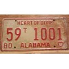 Vintage 1980 ALABAMA License Plate Antique Car Tag