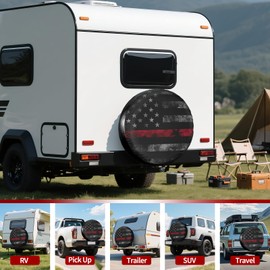 Spare Tire Cover American Flag Waterproof and Dustproof RV Spare Tire Cover for Trailers SUV Travel Truck Camper Wheel Cover 15 Inch