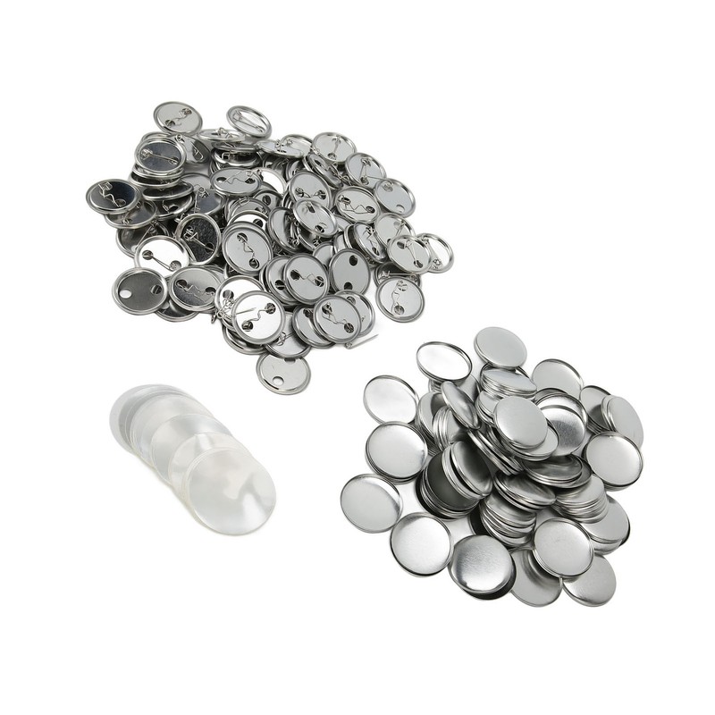 100 Sets Blank Button Badge Parts Set Round Shape Rust