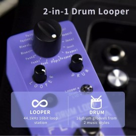 Unbranded FLAMMA FC01 2in1 Drum Machine Phrase Loop Pedal 16 Drum Groove 20 Minutes Looper