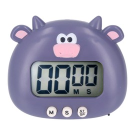 Kitchen Timer, Large Digit Cartoon Animal Portable Digital Timer for Teaching (Purple Cow)