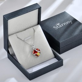 Starnny Heart Birthstone Chain Silver Women's 925 Infinity Necklace with 5A Cubic Zirconia for Women Mother Girlfriend Mum, Cubic Zirconia