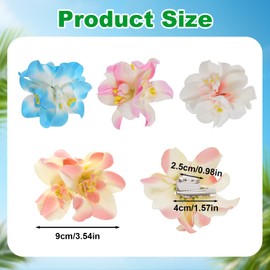 4 Pcs Hawaiian Flower Hair Clips for Women Orchid Hair Clip Artificial Flower Clips 3.5 Inch Floral Hair Barrettes for Summer Vacation Beach Party Girls Holiday Gifts (Multi-color 1)