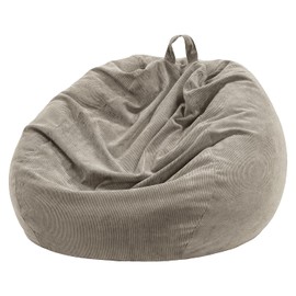 Nobildonna Bean Bag Chair Cover (No Filler) for Kids and Adults. Extra Large 300L Bean Bag Stuffed Animal Storage Washable Soft Premium Corduroy Stuffable Bean Bag Cover (Khaki Gray)