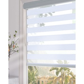 Persilux Blackout Zebra Roller Sheer Shades (31" W X 64" H, Light Grey) Dual Layer Window Blinds Light Filtering Light Control Day and Night Window Shades for Windows, Home and Office