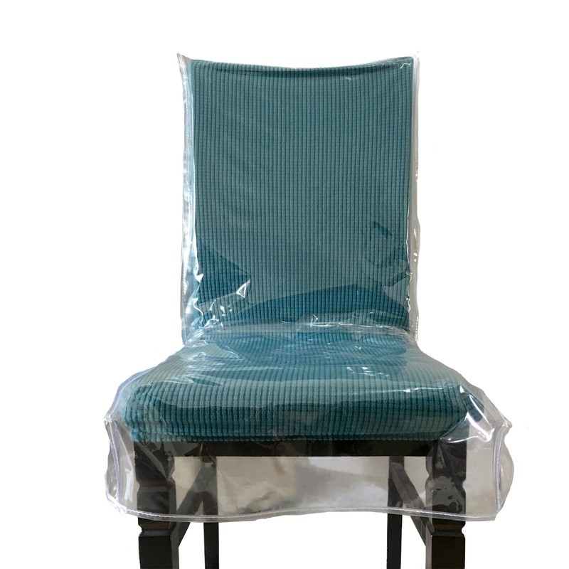 Clean Waterproof Plastic Dining Chair Covers with Backrests, Clear PVC
