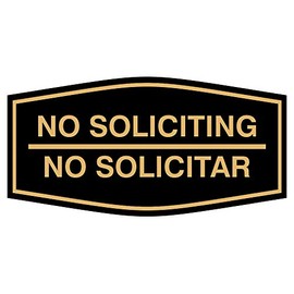 Signs ByLITA Fancy No Soliciting No Solicitar Sign (Black/Gold) - Small