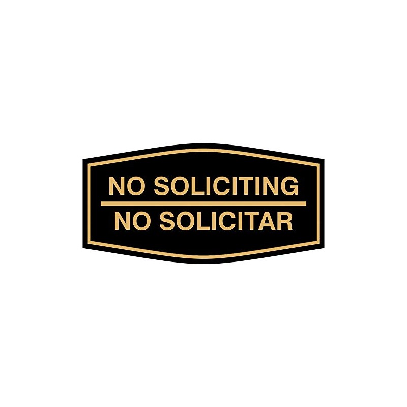 Signs ByLITA Fancy No Soliciting No Solicitar Sign (Black/Gold) -