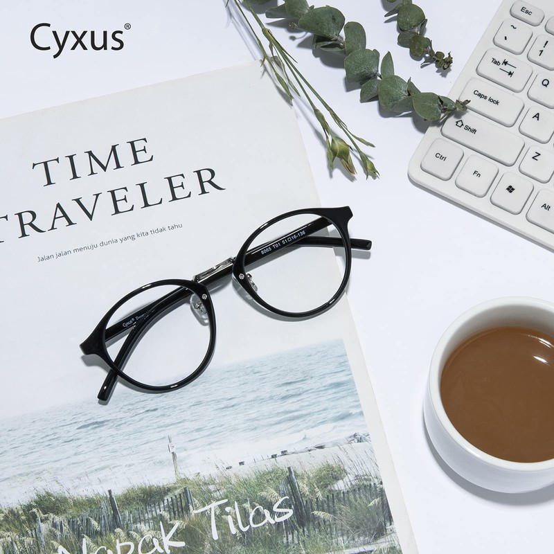 Cyxus Fashion Glasses, Clear Lenses, Ultra Lightweight Nose Pad, Harajuku
