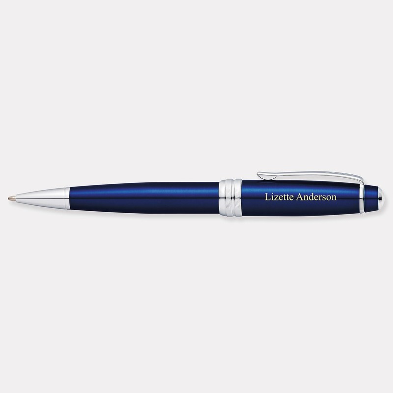 THINGS REMEMBERED Engraved Cross Bailey Blue Lacquer & Chrome Ballpoint