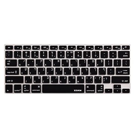 XSKN Hebrew Silicone Keyboard Cover Skin for 2015 and Earlier Released MacBook Air 13, Pro 13 15 17 Inch, US Layout (Black)