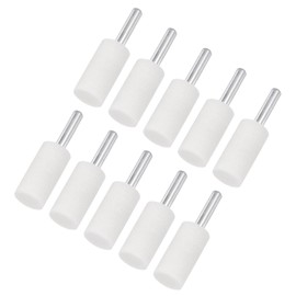M METERXITY 10-Pack Abrasive Mounted Stone Grinding Bits, 1/4 IN(6mm) Shank Aluminum Oxide Polishing Sanding Drill Bit for Rotary Tools, 0.63IN(16mm) Dia 80 Grits Cylinder [White]