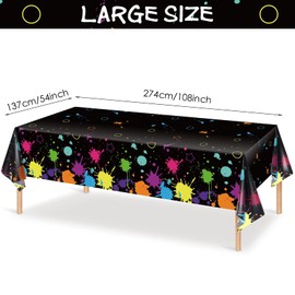 Glow Party Table Covers Neon Party Tablecloths 108 x 54 Inch Glow Party Tablecloths Disposable Plastic Neon Glow Table Cloth for Neon Birthday Party Black Light Party Supplies (2 Pieces)