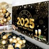 Happy New Year Banner 2025 Extra Large, 73x43 Inch Black