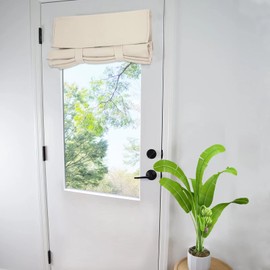 WdFour Room Darkening Solid Color Curtains | 4 Side Curtains for Glass Door | Front Door Sidelight Window Covering Tie-Up Shade (Oatmeal 25W x 40L Inches 1 Panel)