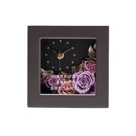 THE WOW Flower Clock SS Name Preserved Flower Watch Mother's Day Anniversary Gift Brown x Violet