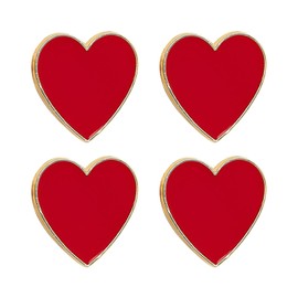 Bohue 4pcs Cute Red Heart Brooch Pin Metal Enamel Pin Badge Valentines Day Red Heart Enamel Pin Love-themed Badge for Clothes Shirt Jackets